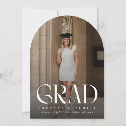 Modern Serif Elegant Arch Photo Afstuderen Kaart (Voorkant)