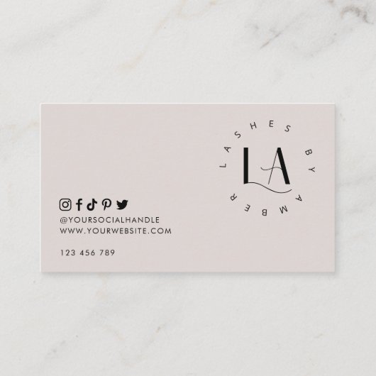 Modern Serif Font Logo Salon of Spa Taupe & White Klantenkaartje (Achterkant)