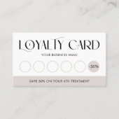 Modern Serif Font Logo Salon of Spa Taupe & White Klantenkaartje (Voorkant)