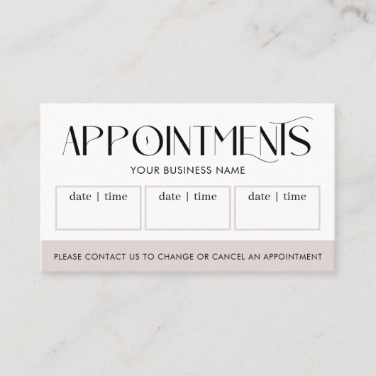 Modern Serif Font Logo Salon or Spa Taupe & White Afsprakenkaartje (Voorkant)