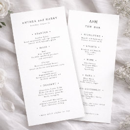 Modern Serif-huwelijksdiner en barmenukaart Menu