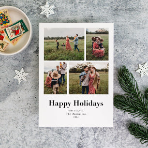 Modern Serif Meerdere Foto's Prettig Kerstfeest Feestdagenkaart