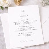 Modern Serif Monogram Editorial Wedding Deatils Informatiekaartje