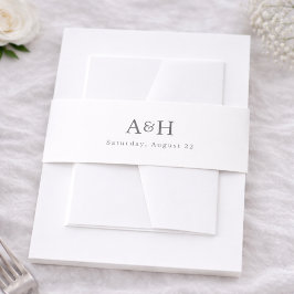 Modern Serif Monogram Editorial Wedding Uitnodigingen Wikkel