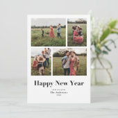 Modern Serif Multiple Photo Happy Nieuwjaar Feestdagenkaart (Staand voorkant)