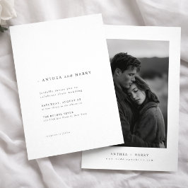 Modern Serif Typography Black and White Wedding Kaart