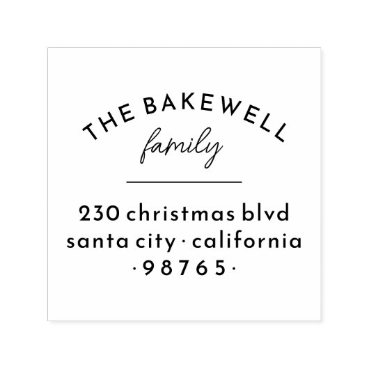Modern Serif Verdeelde Familienaam Terugkeeradres Zelfinktende Stempel (Design)