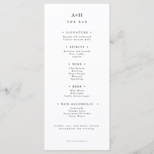 Modern Serif Wedding Dinner And Bar Menu Card (Achterkant)
