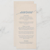 Modern Serif Wedding Menu in stoffig blauw (Voorkant / Achterkant)