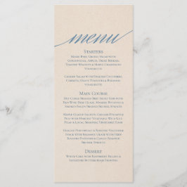 Modern Serif Wedding Menu in stoffig blauw