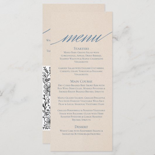Modern Serif Wedding Menu met Kleurplaat (Voorkant / Achterkant)