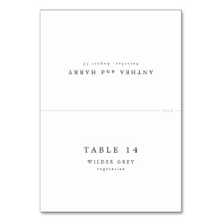 Modern Serif Wedding Place Cards With Meal Choice Kaart