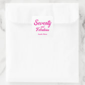 Modern Seventy and Fabulous Pink 70th Birthday Vierkante Sticker (Tas)