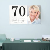 Modern Seveny Black White Photo 70th Birthday Spandoek (Beurs)