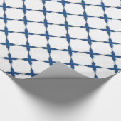 Modern Shabby Chic Cross Pattern Blue White Cadeaupapier (Hoek)