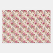 Modern shabby chic magenta ivoor Franse rozen Inpakpapier Vel (Voorkant 2)