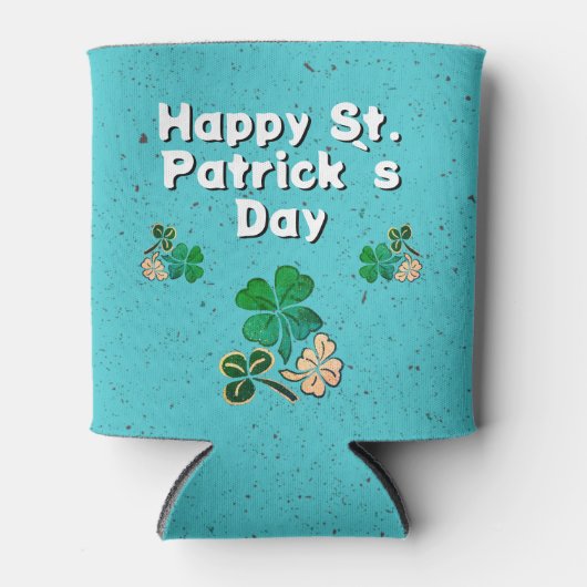 Modern Shamrock Clover Happy St. Patrick's Day Blikjeskoeler (Voorkant)