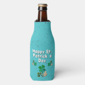 Modern Shamrock Clover Happy St. Patrick's Day Flesjeskoeler (Fles Voorkant)