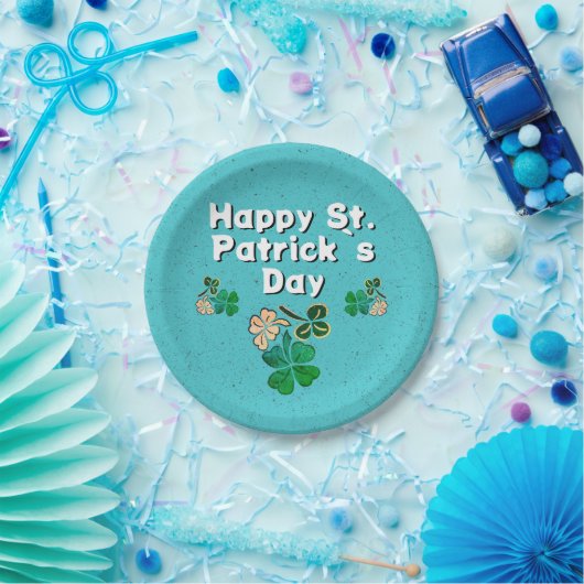 Modern Shamrock Clover Happy St. Patrick's Day Papieren Bordje (Feest)