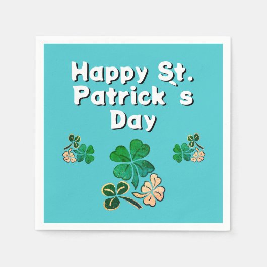 Modern Shamrock Clover Happy St. Patrick's Day Servet (Voorkant)