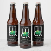 Modern Shamrock Liquid Luck Zwart Wit Groen Bier Etiket (Flessen)