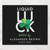 Modern Shamrock Liquid Luck Zwart Wit Groen Bier Etiket (Enkel label)