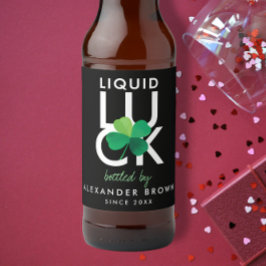 Modern Shamrock Liquid Luck Zwart Wit Groen Bier Etiket