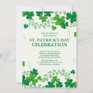 Modern Shamrock St. Patrick's Party Invitation Kaart