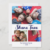 Modern Shana Tova-script 3 foto Joods Nieuwjaar Feestdagenkaart (Voorkant)