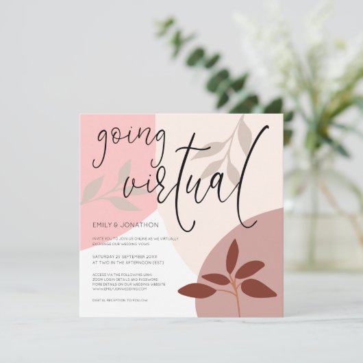 Modern Shapes laat script achter voor virtuele bru Kaart (Staand voorkant)