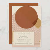 Modern Shapes Lines Copper Gold Wedding Save The Date (Voorkant / Achterkant)