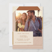 Modern Shapes Lines Terracotta Photo Wedding Save The Date (Voorkant)