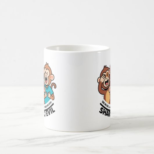 Modern Share No Evil Monkey Graphic Koffiemok (Center)