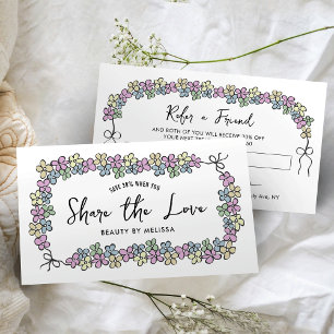 Modern Share The Love Girly Floral Make-up Salon Aanbevelingskaartje