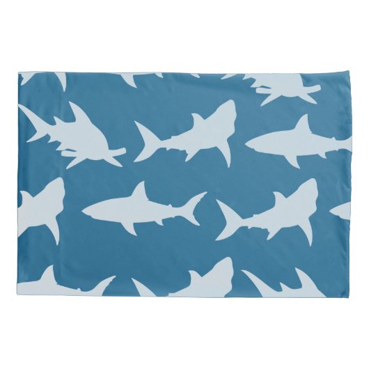 Modern Shark Silhouettes & Blue Kussensloop (Achterkant)