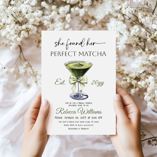 Modern She Found Her Perfect Matcha Bridal Shower Kaart