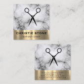 Modern Shears Marble Gold Trim Vierkante Visitekaartje (Voorkant / Achterkant)