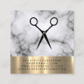 Modern Shears Marble Gold Trim Vierkante Visitekaartje (Achterkant)