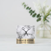 Modern Shears Marble Gold Trim Vierkante Visitekaartje (Staand voorkant)