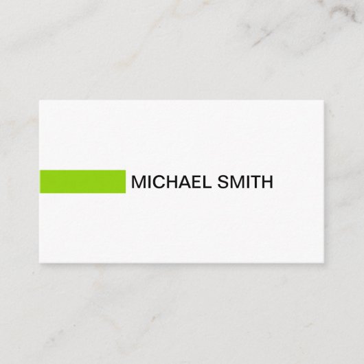 Modern Sheen Green Professional Plain White Visitekaartje (Voorkant)
