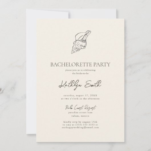Modern Shell Beach Ocean Bachelorette Party Kaart (Voorkant)