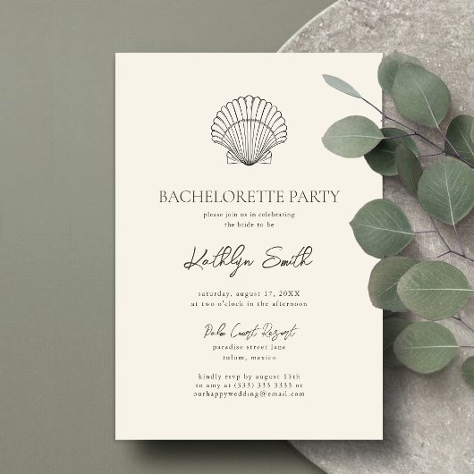 Modern Shell Beach Ocean Bachelorette Party Kaart