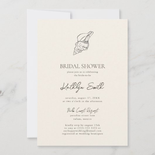 Modern Shell Beach Ocean Wedding Vrijgezellenfeest Kaart (Voorkant)