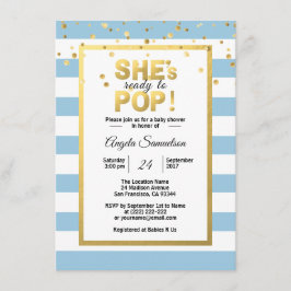 Modern She's Ready to POP Gold BOY-Baby shower Kaart