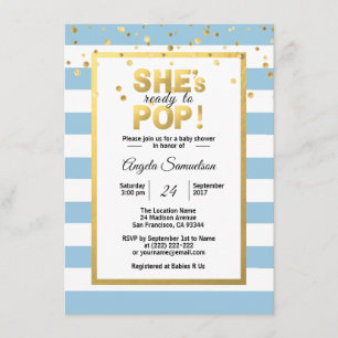 Modern She's Ready to POP Gold BOY-Baby shower Kaart