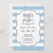 Modern She's Ready to POP Silver BOY Baby shower Kaart (Voorkant)