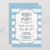 Modern She's Ready to POP Silver BOY Baby shower Kaart (Voorkant / Achterkant)