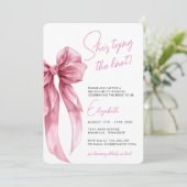 Modern She's Tying the Knot Strikband Bachelorette Kaart (Staand voorkant)