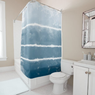 Modern Shibori Ombre Retro Tie Dye Hippie Indigo Douchegordijn