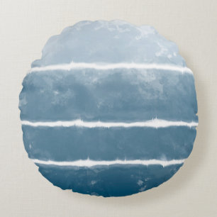 Modern Shibori Ombre Retro Tie Dye Hippie Indigo Rond Kussen